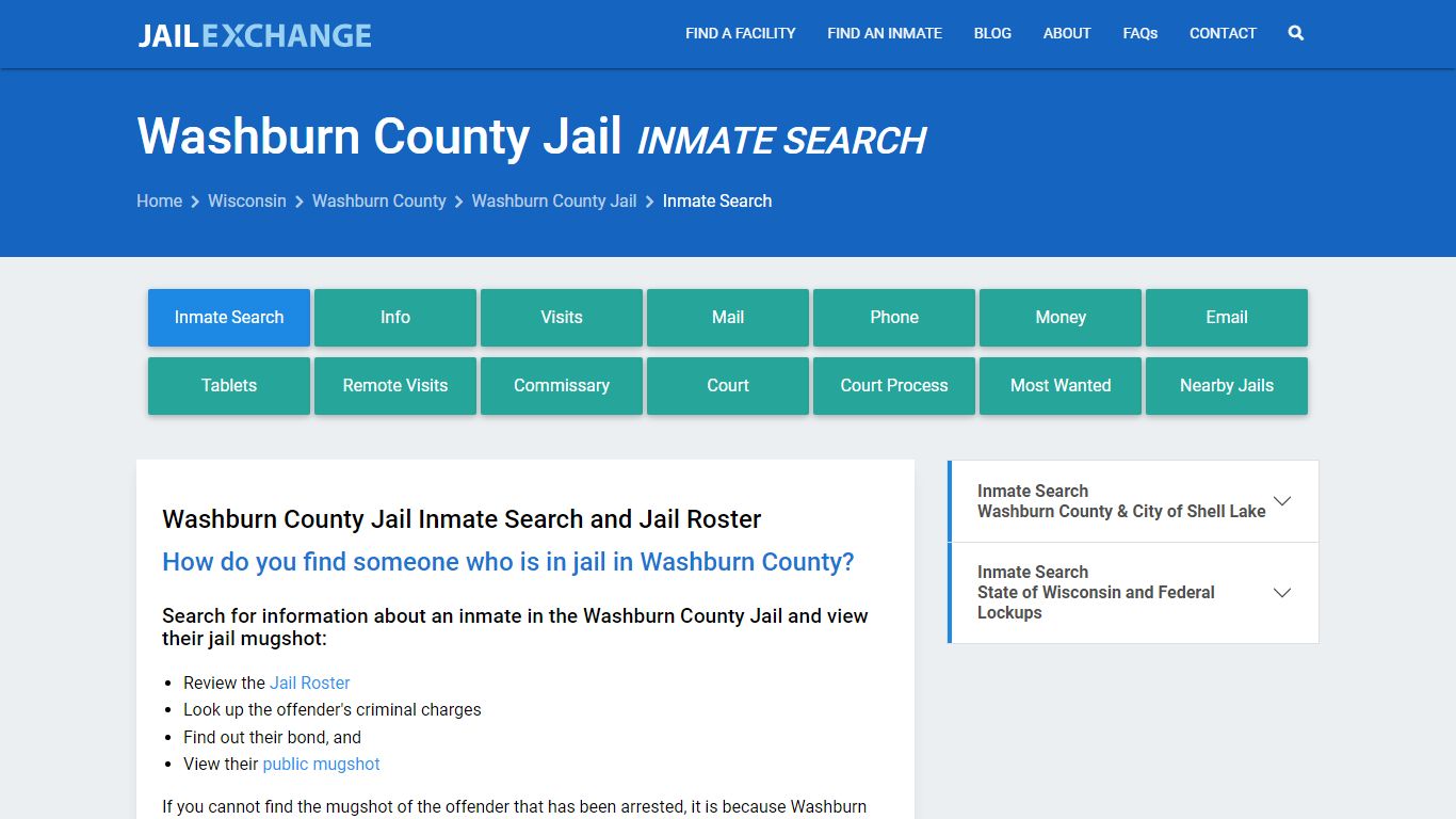 Inmate Search: Roster & Mugshots - Washburn County Jail, WI